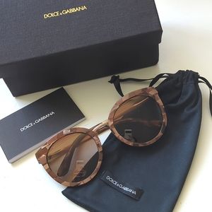 Dolce & Gabbana D&G Brown Tortoise Shell Rose Gold Sunglasses Shades
